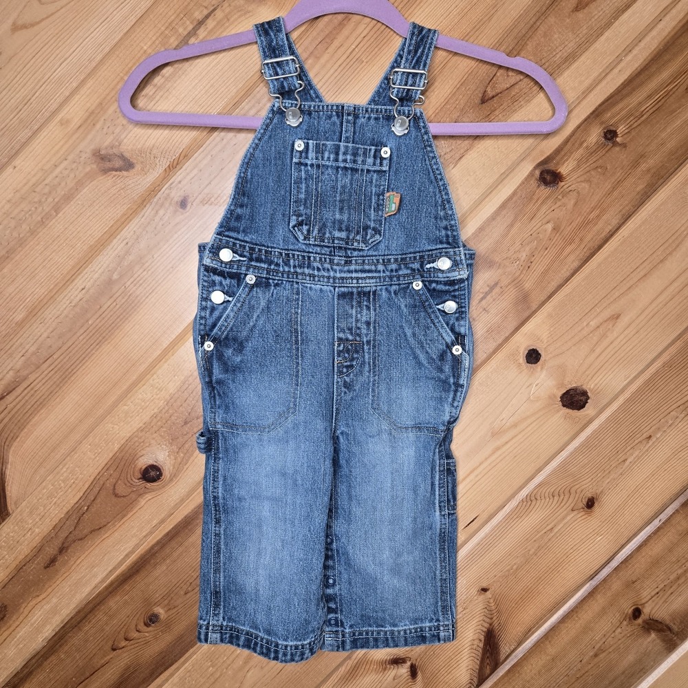 Vtg '04 Gymboree Boys Denim Overalls "Tractor Line" Carpenter 12-18 Months